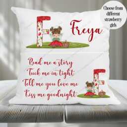 Personalised Cushion, Pocket Child Pillow, Book Holder, Pillow For Child, Sleep Aid, Strawberry Fairy - thumbnail 3