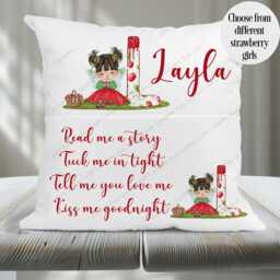 Personalised Cushion, Pocket Child Pillow, Book Holder, Pillow For Child, Sleep Aid, Strawberry Fairy - thumbnail 1