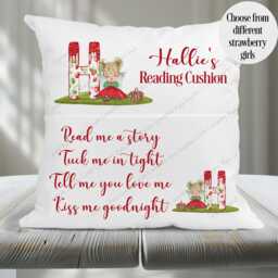 Personalised Cushion, Pocket Child Pillow, Book Holder, Pillow For Child, Sleep Aid, Strawberry Fairy - thumbnail 2