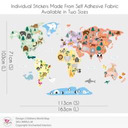 World Map Wall Decals Educational Nursery Decor, Jungle & Woodland Animals - thumbnail 3