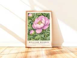 William Morris Decor Floral Artwork, Pink Flower Print, Framed Botanical Wall Art - thumbnail 1