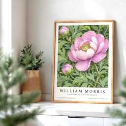 William Morris Decor Floral Artwork, Pink Flower Print, Framed Botanical Wall Art - thumbnail 2