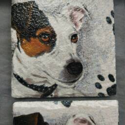 Jack Russell Slate Heart Wall Hanging & Coaster Set - thumbnail 3