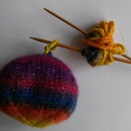 Knit Christmas Baubles Large Handknit Ornaments in Multi-Coloured Yarn With Gold Thread Each One Unique. Made Ireland. Xmas Tree Balls - thumbnail 4