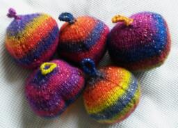 Knit Christmas Baubles Large Handknit Ornaments in Multi-Coloured Yarn With Gold Thread Each One Unique. Made Ireland. Xmas Tree Balls