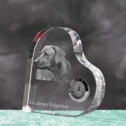 Rhodesian Ridgeback - Crystal Clock in The Shape Of A Heart With Image Pure-Bred Dog - thumbnail 2