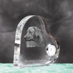 Rhodesian Ridgeback - Crystal Clock in The Shape Of A Heart With Image Pure-Bred Dog - thumbnail 3