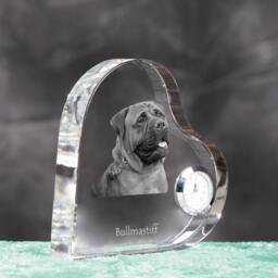 Bullmastiff - Crystal Clock in The Shape Of A Heart With Image Pure-Bred Dog - thumbnail 3
