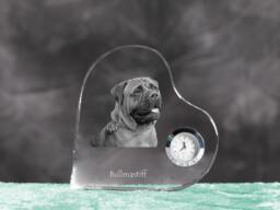 Bullmastiff - Crystal Clock in The Shape Of A Heart With Image Pure-Bred Dog - thumbnail 1