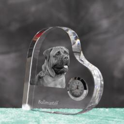Bullmastiff - Crystal Clock in The Shape Of A Heart With Image Pure-Bred Dog - thumbnail 2