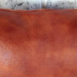 Rustic Terracotta Vegan Leather Pillow Cover Decorative Stitch Lumbar - thumbnail 3