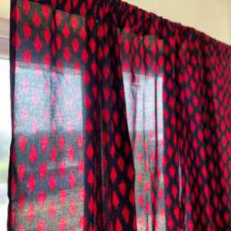 Hand Block Printed Cotton Curtain Panels, Red & Black, Set Of 2 - thumbnail 3