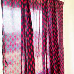 Hand Block Printed Cotton Curtain Panels, Red & Black, Set Of 2 - thumbnail 2