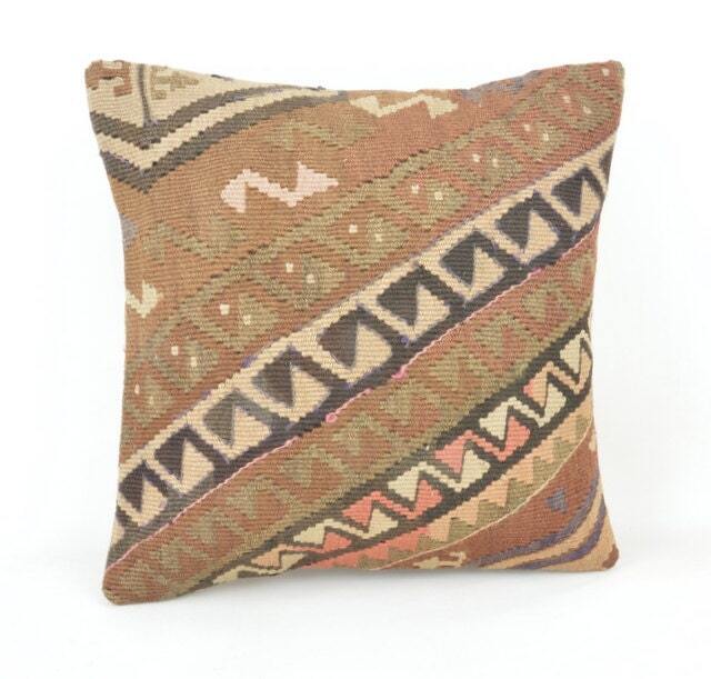 Kilim Cushion Cover, Pillow, Home Decor, Konya Wool Cushion, Unico, 40x40 cm , 16x16Inc, Decor , Decorative Pillow, K 16 - image 1