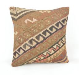 Kilim Cushion Cover, Pillow, Home Decor, Konya Wool Cushion, Unico, 40x40 cm , 16x16Inc, Decor , Decorative Pillow, K 16 - thumbnail 1