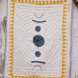 Personalized Baby Quilt, Handmade Custom Name Blanket, Reversible Block-Printed Sun Moon Design, Modern Nursery - thumbnail 2