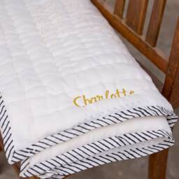 Personalized Baby Quilt, Handmade Custom Name Blanket, Reversible Block-Printed Sun Moon Design, Modern Nursery - thumbnail 4