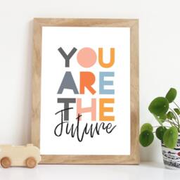 You Are The Future Print, Girls Nursery Prints, Bedroom Decor, Playroom Wall Art, Inspirational Quotes, Pastel - thumbnail 1