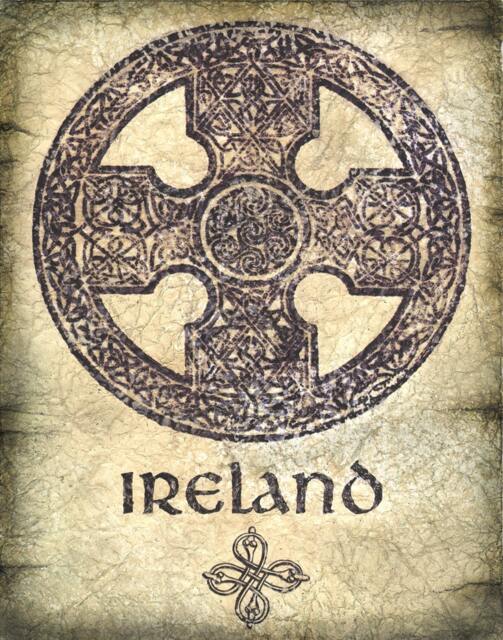 Irish Rubbing Art Print 11 X 14, Celtic Cross, Celtic, Rubbings, Ireland, Artwork, Ireland Prints, Flag - image 1