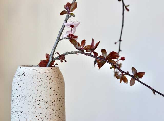 Handmade Speckled Stoneware Vase Japandi Ikebana Pottery, Table Centerpiece Vase - image 1