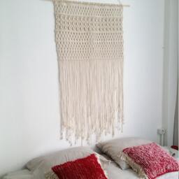 Macrame Wall Hanging Boho Headboard Tapestry, Cotton Rope Decor - thumbnail 2