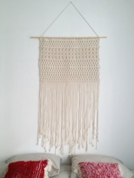 Macrame Wall Hanging Boho Headboard Tapestry, Cotton Rope Decor - thumbnail 1