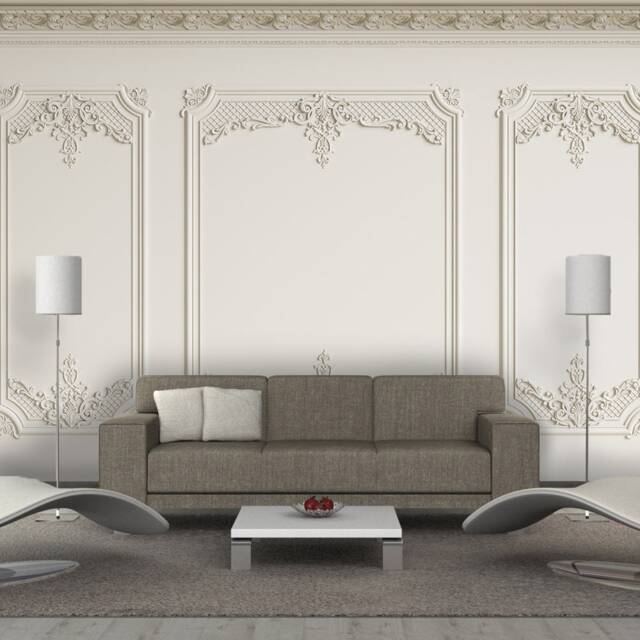 3D Cornice Wall Mural, Geometric European Decor, Peel & Stick Wallpaper - image 1