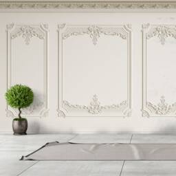 3D Cornice Wall Mural, Geometric European Decor, Peel & Stick Wallpaper - thumbnail 2