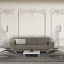 3D Cornice Wall Mural, Geometric European Decor, Peel & Stick Wallpaper - thumbnail 1