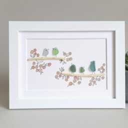 Sea Glass Art Family, Birds, Home, Sisters, Framed - thumbnail 2