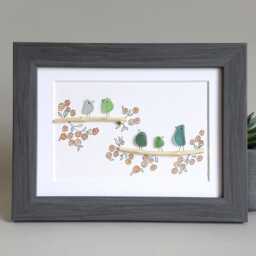 Sea Glass Art Family, Birds, Home, Sisters, Framed - thumbnail 3