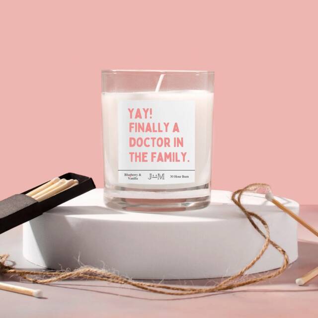 Doctor in The Family. New Doctor Family.phd Graduation. Doctor.well Done. Candle Gift - image 1