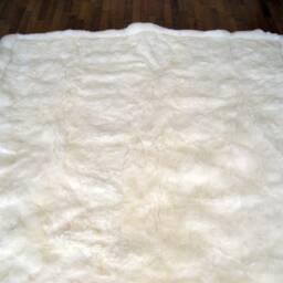 Baby Alpaca Fur Rug White Plain Design. Handmade in Peru - thumbnail 2