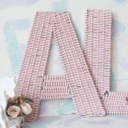 Monogram Wall Sign For Pink Nursery Decor, Wicker Letter Girl - thumbnail 3