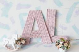 Monogram Wall Sign For Pink Nursery Decor, Wicker Letter Girl