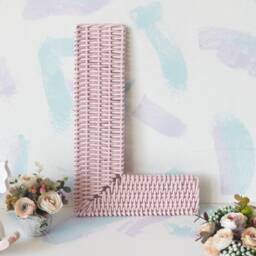 Monogram Wall Sign For Pink Nursery Decor, Wicker Letter Girl - thumbnail 2