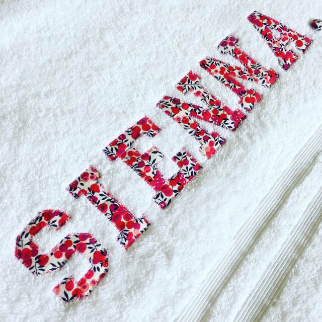 Personalized Baby Bath Towel Liberty Of London Applique, Egyptian Cotton - image 1