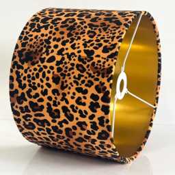 Handmade By Order Luxury Golden Leopard Cheetah Print On Velvet Drum Lamp Shade Pendant Light All Shapes & Sizes Available - thumbnail 3