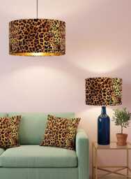 Handmade By Order Luxury Golden Leopard Cheetah Print On Velvet Drum Lamp Shade Pendant Light All Shapes & Sizes Available