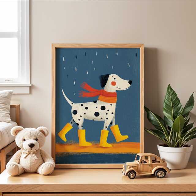Dalmatian Nursery Poster - Dog Wall Art For Kids Room Fun Baby Print Funny Animal Rainy Day Toddler Decor Gift Idea - image 1