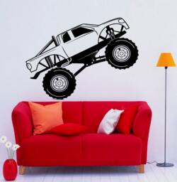 Monster Truck Wall Decal Vinyl Racing Car Sticker Art Murals Garage Interior Removable Home Decor - 5Bmc - thumbnail 1