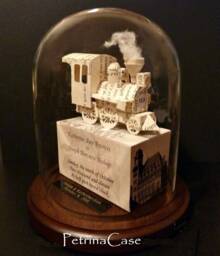 Handmade Train Sculpture From Business Cards - Railroad Lover Gift