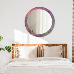 Festival Of Colors, Pink, Round Mirror Frame, Wedding Gift, Decorative Wall, Bathroom - thumbnail 3