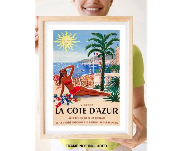 Reprint Of A Vintage French Travel Poster To La Cote D'azur - image 1