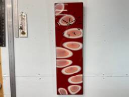 Dark Red & Rose Gold Abstract Resin Wall Clock, Long Modern Unusual Home Decor, Luxury Clocks