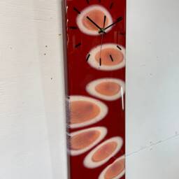 Dark Red & Rose Gold Abstract Resin Wall Clock, Long Modern Unusual Home Decor, Luxury Clocks - thumbnail 4