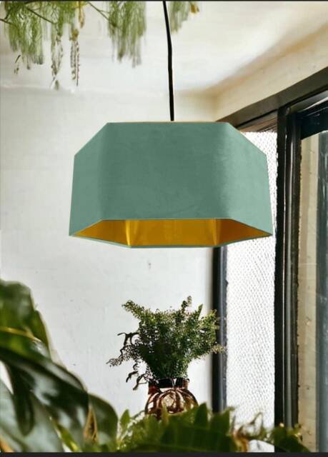 New Luxury Premium Quality Duck Egg Hexagon Velvet Lamp Shade Pendant Light With Metallic Lining - image 1