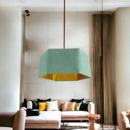 New Luxury Premium Quality Duck Egg Hexagon Velvet Lamp Shade Pendant Light With Metallic Lining - thumbnail 2