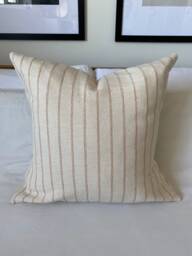 Beige Striped Pillow Covers, Farmhouse Woven Cotton Cushion - thumbnail 1
