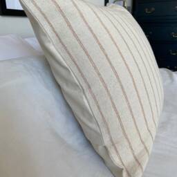 Beige Striped Pillow Covers, Farmhouse Woven Cotton Cushion - thumbnail 3